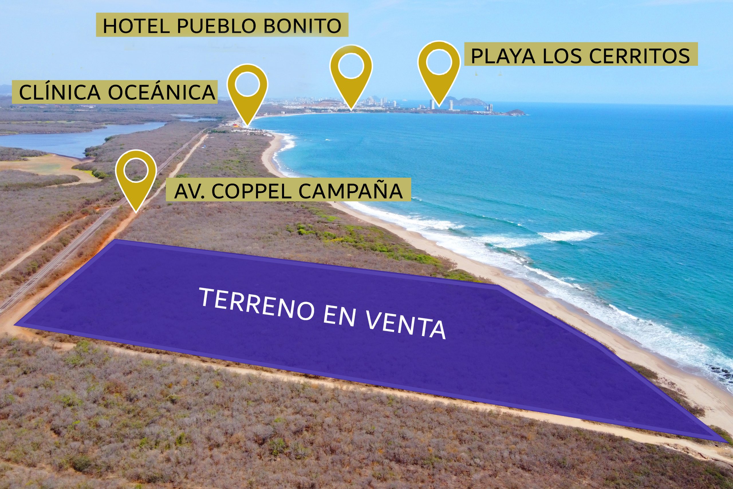 Terreno de  7.3 has con 227 m de frente de playa en la playa El Delfín – HOT DEAL!